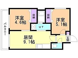 プロヴィデンス北円山 2DKの間取図画像