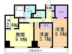 レシディア大通り西 2LDKの間取図画像