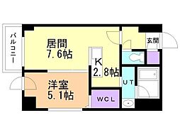 S-RESIDENCE近代美術館前 1LDKの間取図画像