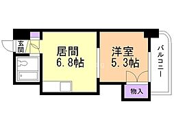 サウスフォー1 1DKの間取図画像