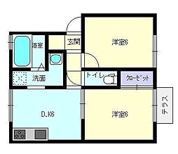セジュールまき2 2DKの間取図画像