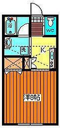 プランドールK 1Kの間取図画像