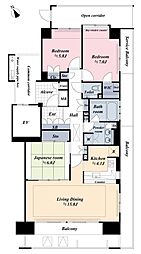 深沢ハウスC棟 3LDKの間取図画像