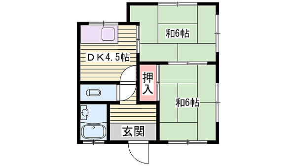 ハイツ小林 ｜兵庫県姫路市保城(賃貸アパート2DK・2階・40.00㎡)の写真 その1