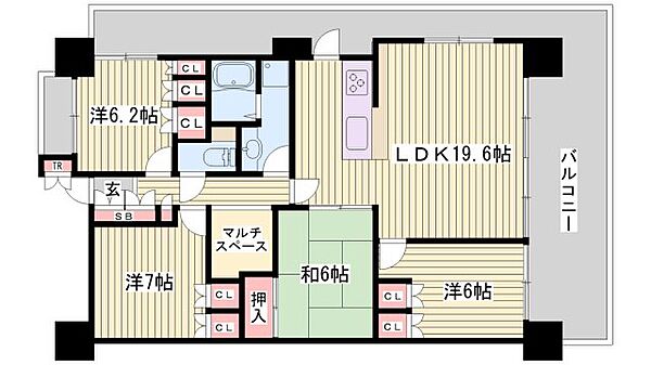 リビオ小松セレシア ｜兵庫県姫路市広畑区小松町2丁目(賃貸マンション4LDK・6階・97.77㎡)の写真 その2