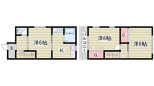 御立中貸家 ｜兵庫県姫路市御立中3丁目(賃貸一戸建3DK・2階・55.08㎡)の写真 その2