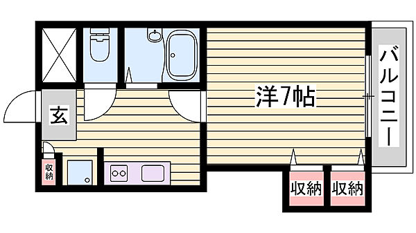 ジュネス神屋町 ｜兵庫県姫路市神屋町2丁目(賃貸マンション1K・7階・22.71㎡)の写真 その2