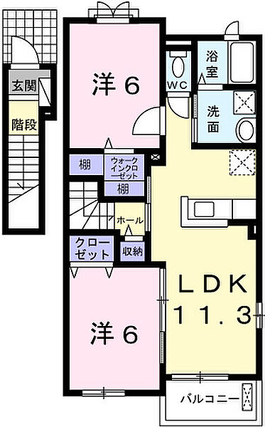 カルム・Ｍ ｜兵庫県姫路市飾磨区阿成植木(賃貸アパート2LDK・2階・58.21㎡)の写真 その2