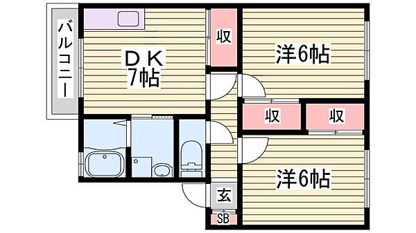 蒲田SOLSTAGE ｜兵庫県姫路市広畑区蒲田3丁目(賃貸アパート2DK・1階・54.04㎡)の写真 その2