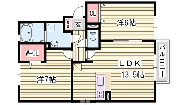 ルピナウエストリバー ｜兵庫県姫路市飾磨区阿成渡場(賃貸アパート2LDK・2階・60.88㎡)の写真 その2