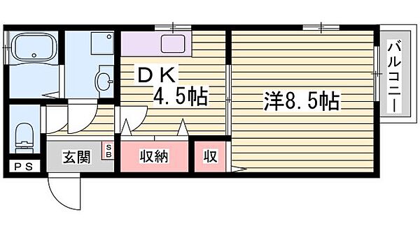 セリバテール荒川 ｜兵庫県姫路市町坪(賃貸アパート1DK・2階・34.00㎡)の写真 その2