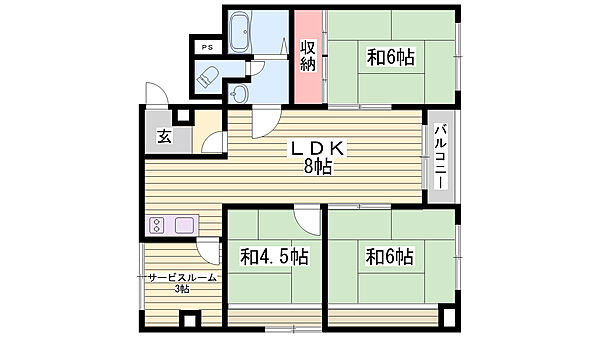 船場東ビル ｜兵庫県姫路市米田町(賃貸マンション3SLDK・7階・72.07㎡)の写真 その2