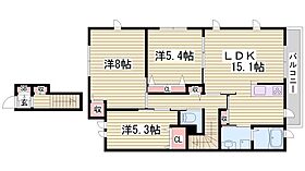 セントラヴィ―ヌ山手V  ｜ 兵庫県相生市山手1丁目（賃貸アパート3LDK・2階・65.50㎡） その2