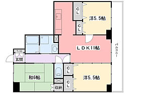 広畑中村コーポ  ｜ 兵庫県姫路市広畑区小坂（賃貸マンション3LDK・6階・69.57㎡） その2