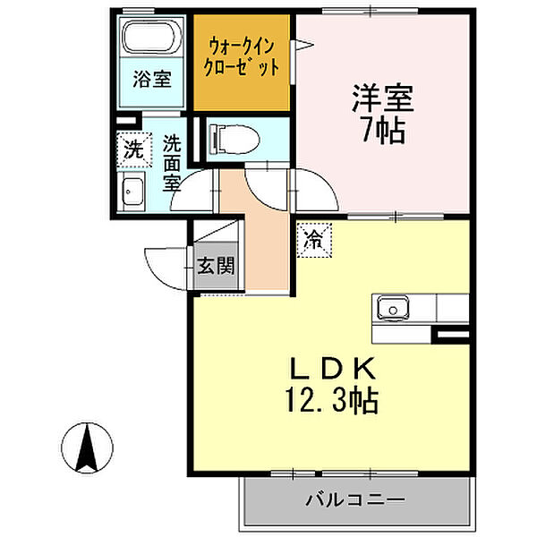 神奈川県厚木市妻田西3丁目(賃貸アパート1LDK・3階・46.47㎡)の写真 その2