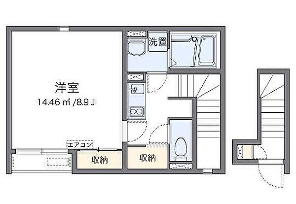 クレイノ向日葵　レジデンス 202｜神奈川県座間市東原1丁目(賃貸アパート1K・2階・30.15㎡)の写真 その2