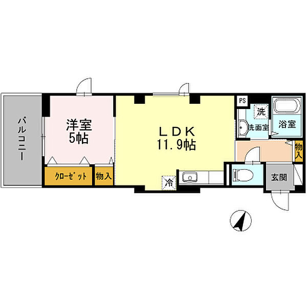 神奈川県相模原市南区東林間5丁目(賃貸マンション1LDK・3階・41.71㎡)の写真 その2