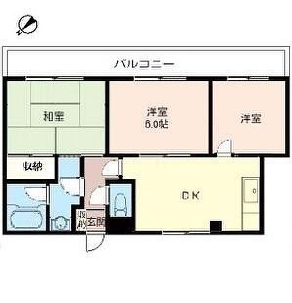 神奈川県相模原市南区上鶴間本町4丁目(賃貸マンション3DK・1階・50.49㎡)の写真 その2