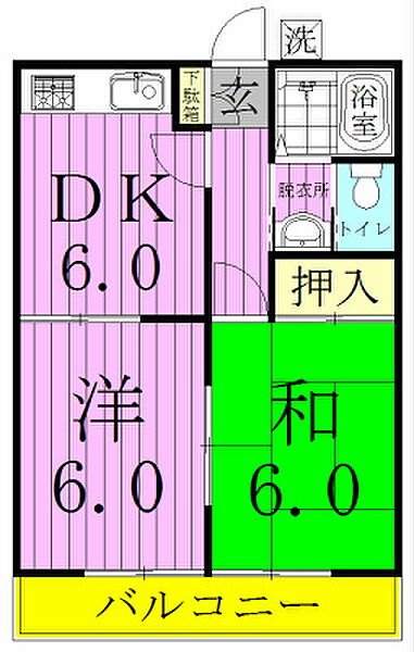 ハイツエスポワール 201｜千葉県鎌ケ谷市初富(賃貸アパート2DK・2階・39.74㎡)の写真 その2