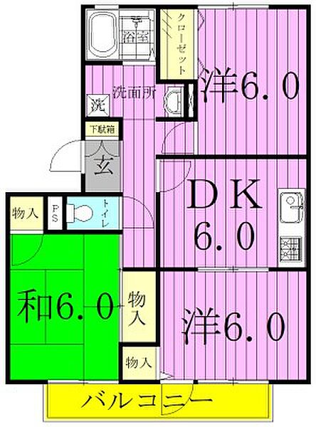 フレマリール鎌ヶ谷B 203｜千葉県鎌ケ谷市北中沢２丁目(賃貸アパート3DK・2階・58.67㎡)の写真 その2