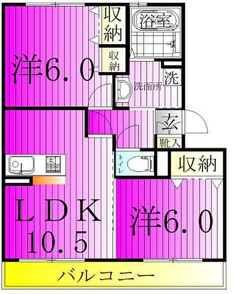 プリモ西白井D棟 102｜千葉県白井市冨士(賃貸アパート2LDK・1階・53.98㎡)の写真 その2