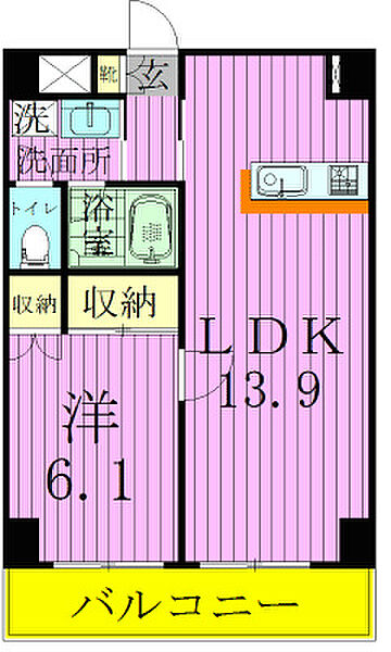INSURANCE　BLDG.III 506｜千葉県松戸市常盤平５丁目(賃貸マンション1LDK・5階・45.10㎡)の写真 その2