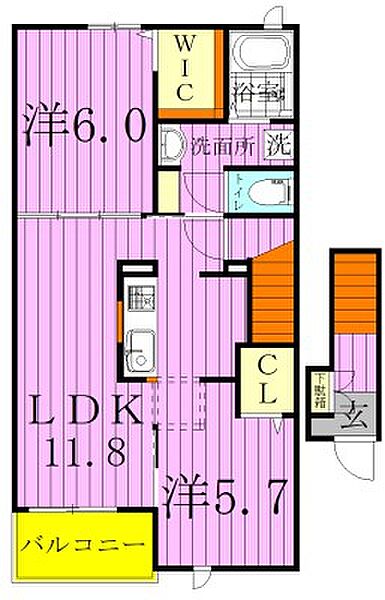 プランドール　ポワール 202｜千葉県松戸市六実１丁目(賃貸アパート2LDK・2階・56.68㎡)の写真 その2