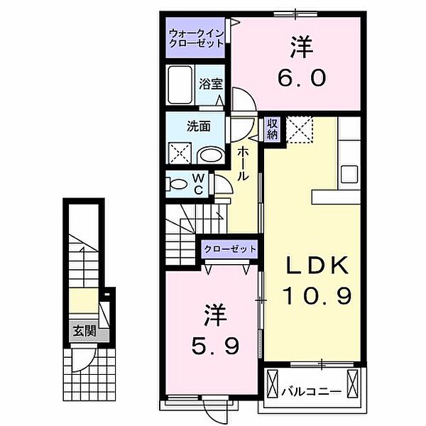 ジュピターII 203｜千葉県白井市富塚(賃貸アパート2LDK・2階・57.21㎡)の写真 その2