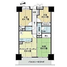 ライオンズプラザ松戸中央公園 11階3DKの間取り