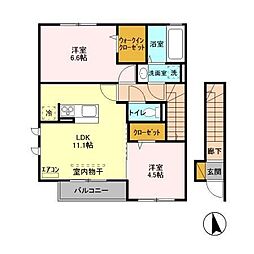 アヴニール 2階2LDKの間取り