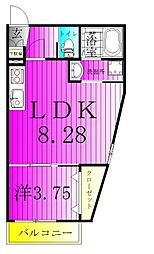 アーテル 1階1LDKの間取り