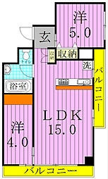 ブリックハイツ 2階2LDKの間取り