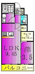 フェリーチェII 1階1LDKの間取り