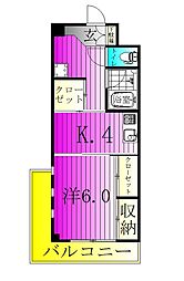 K-1HILL 1Kの間取図画像