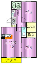 サンモール六実 2LDKの間取図画像