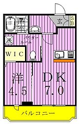 クレセントコート 1DKの間取図画像