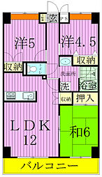 グランディス新八柱 3LDKの間取図画像