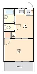 サンモールM 1DKの間取図画像