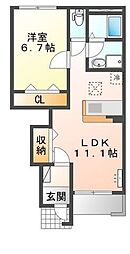 ハイ・グランディール1 1LDKの間取図画像