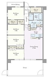 サングランデ南流山ザ・コート 4LDKの間取図画像