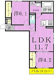 シャロット 2LDKの間取図画像