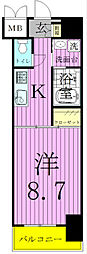 エムズ・ゴン 1Kの間取図画像