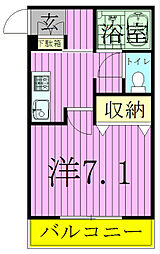 A-レガード松戸八ヶ崎 1Kの間取図画像
