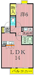 オベルジーヌB 1LDKの間取図画像