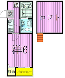 グランルージュN馬橋 1Kの間取図画像