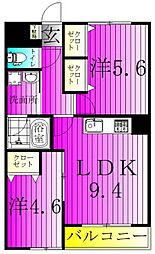 ベルプレーヌ 2LDKの間取図画像