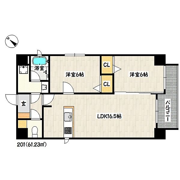 エクセレンス藤井 401｜兵庫県神戸市兵庫区上沢通４丁目(賃貸マンション2LDK・4階・61.23㎡)の写真 その2