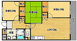 サイコート鈴蘭台 3LDKの間取図画像