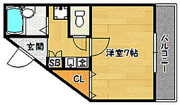 フリックコート 1Kの間取図画像