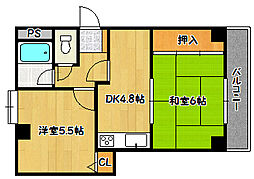 サンコート中之島 2DKの間取図画像